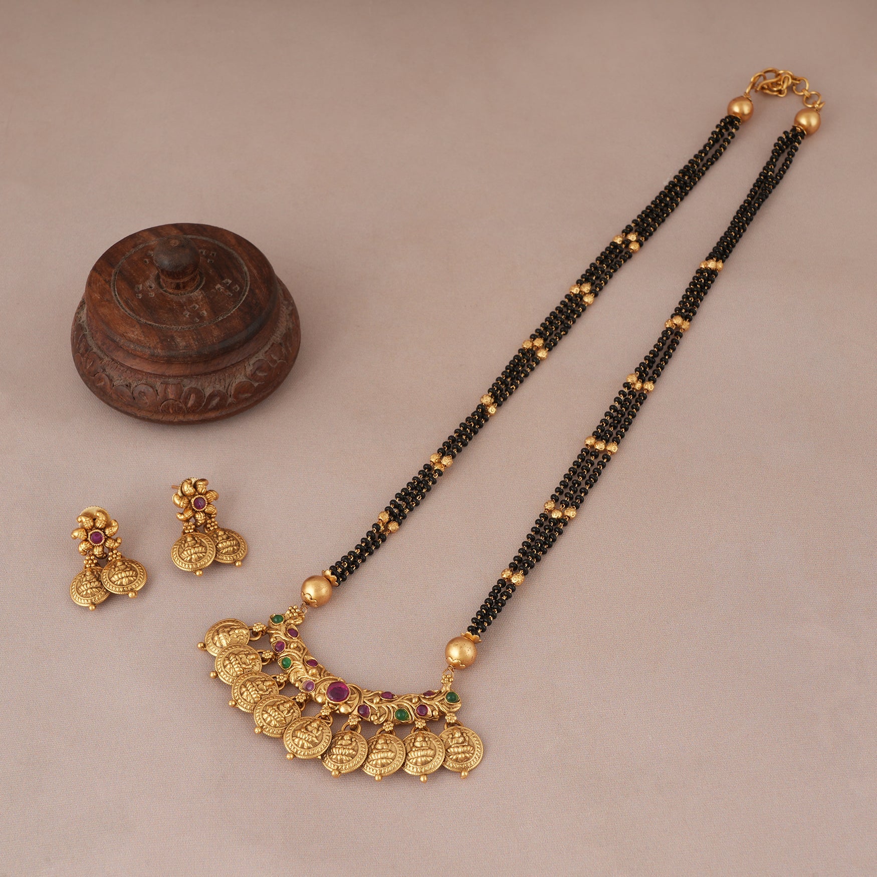 Dhriti Antique-Style Lakshmi Coin Mangalsutra Set
