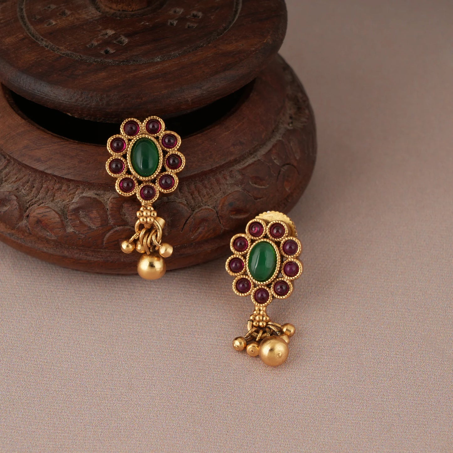 Amazing Ruby Stone Long Gold Mangalsutra Set