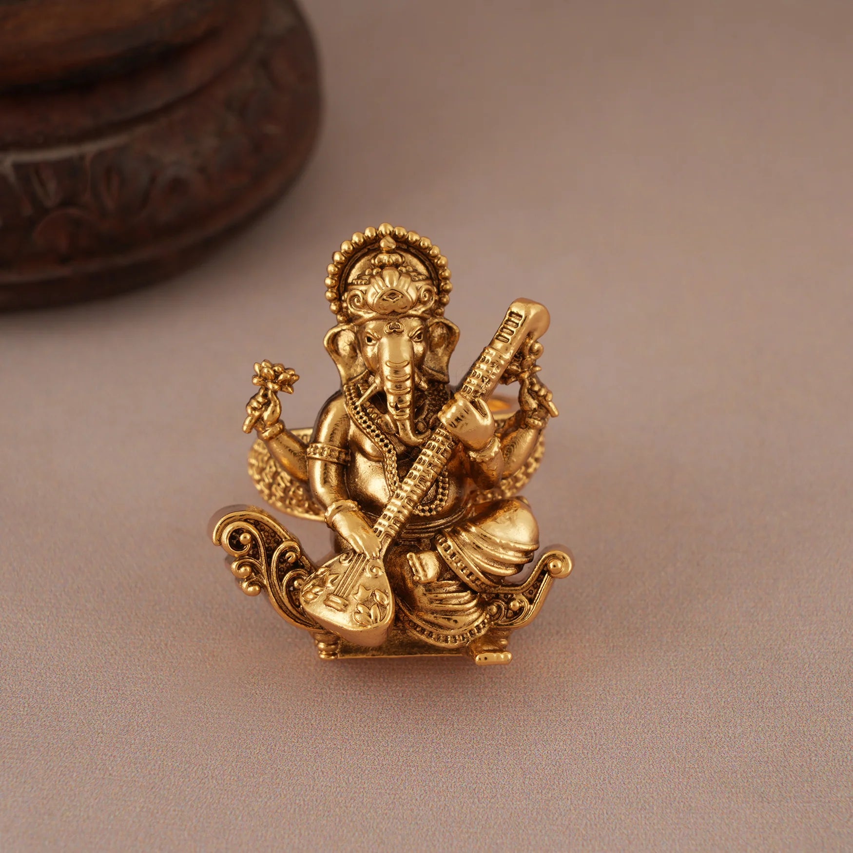 Bhaktimay Gold Ganesh Finger Ring