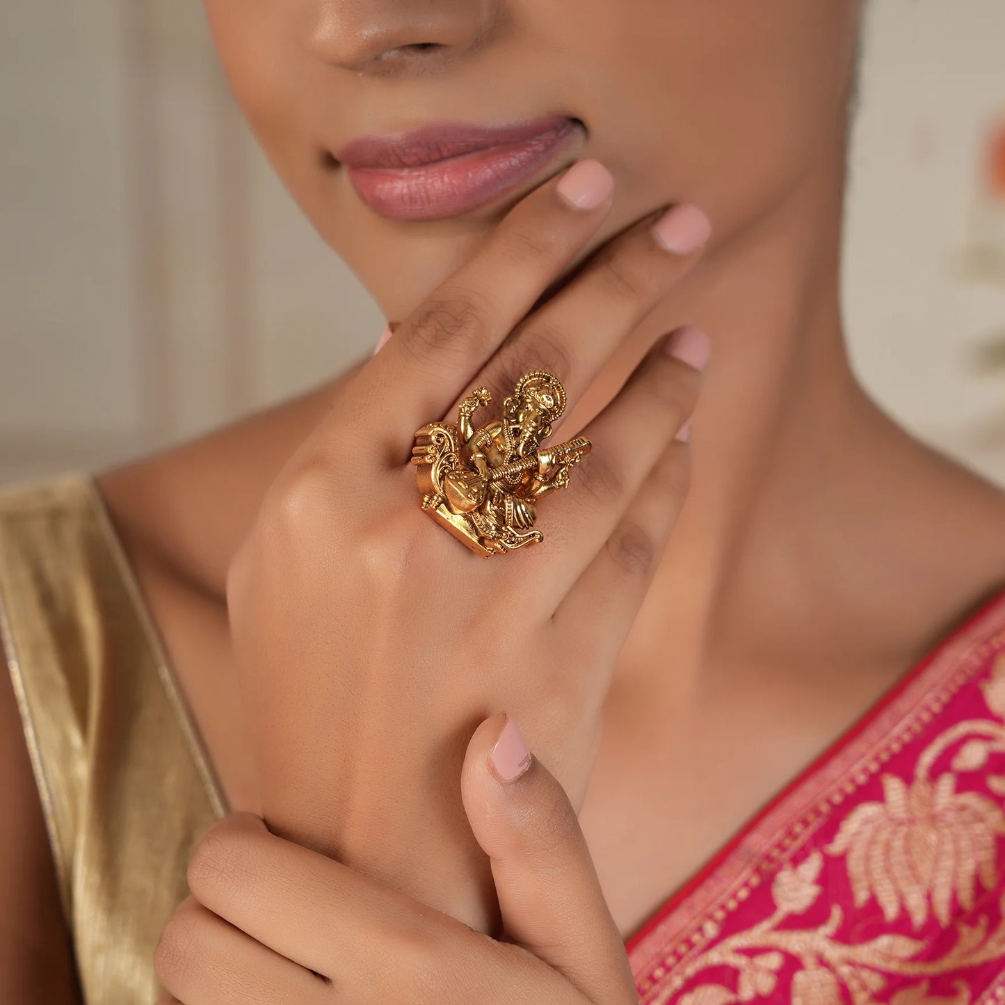 Bhaktimay Gold Ganesh Finger Ring