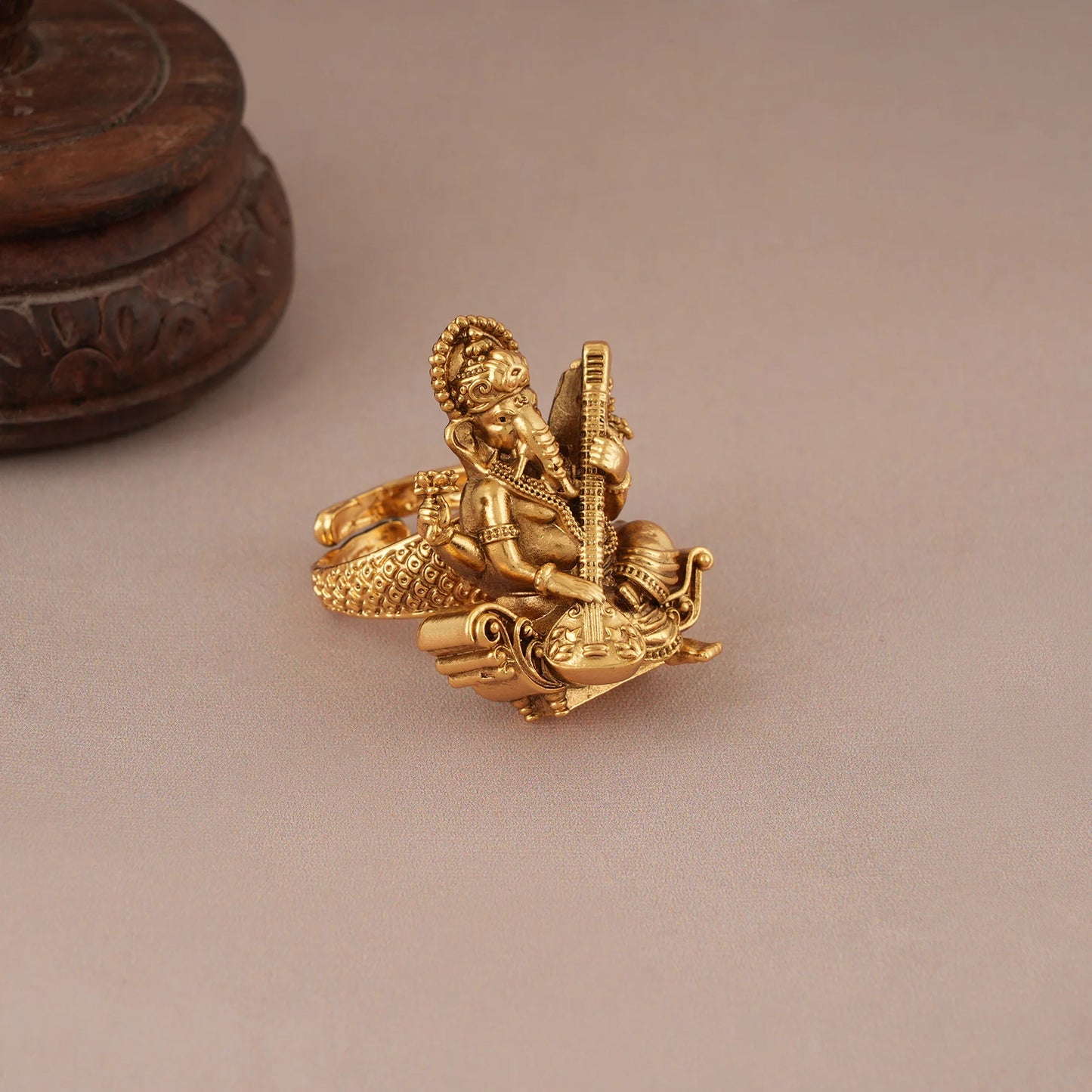 Bhaktimay Gold Ganesh Finger Ring