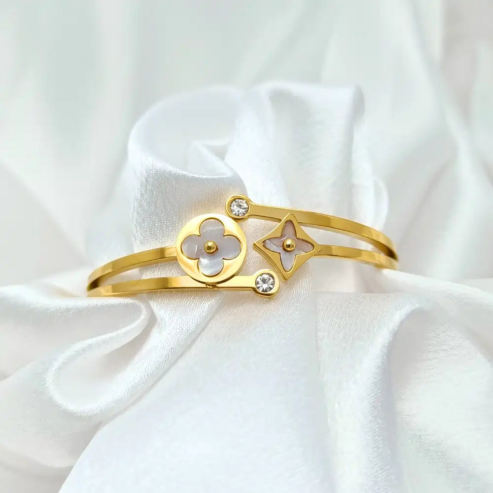 Elegant antique gold maa lakshmi stone kada bangle | Temple jewellery
