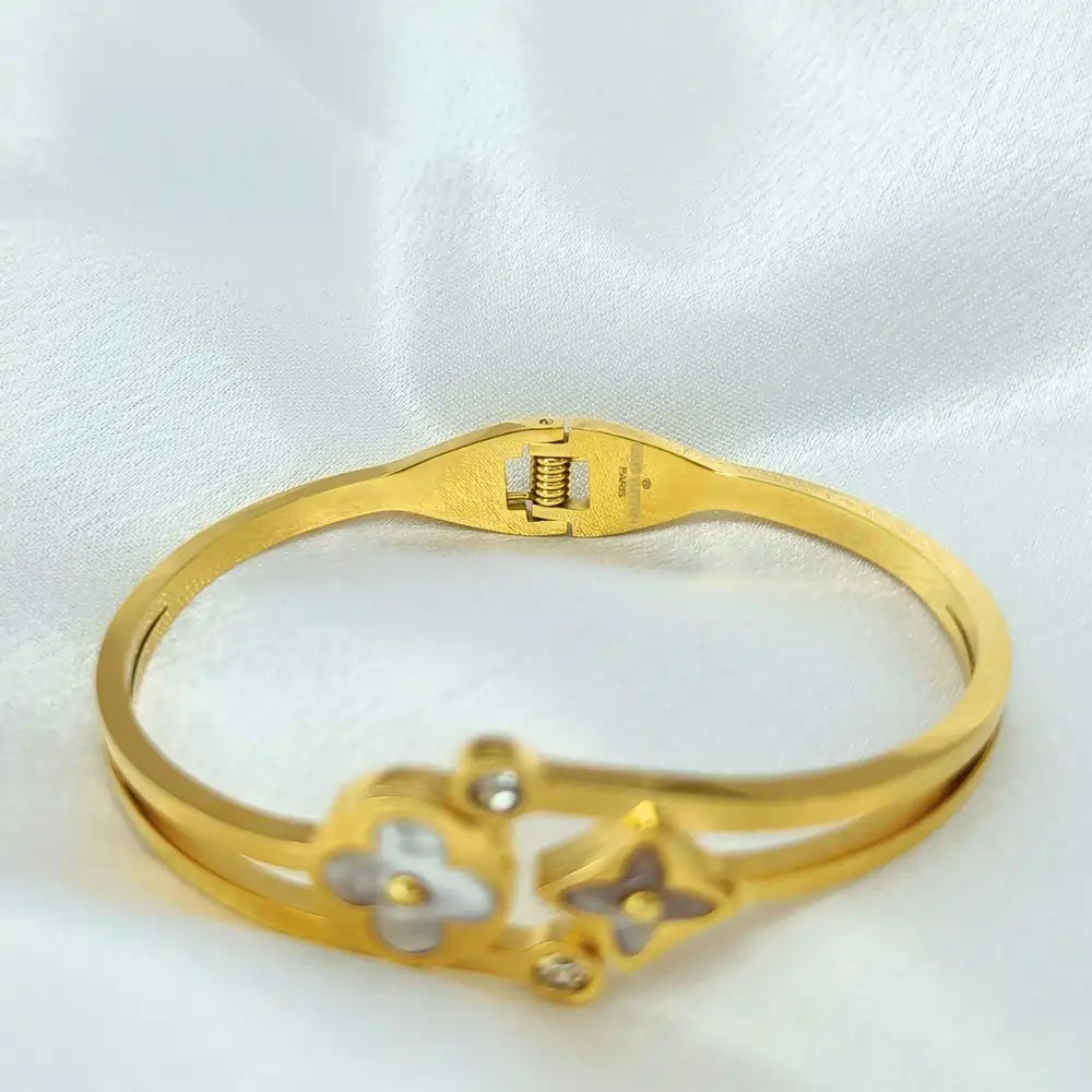 Elegant antique gold maa lakshmi stone kada bangle | Temple jewellery