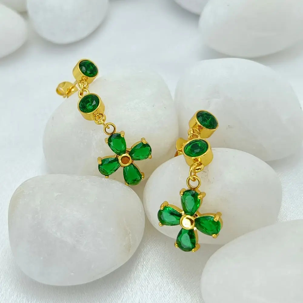Cute green Stone Peacock Gold Plated Earring