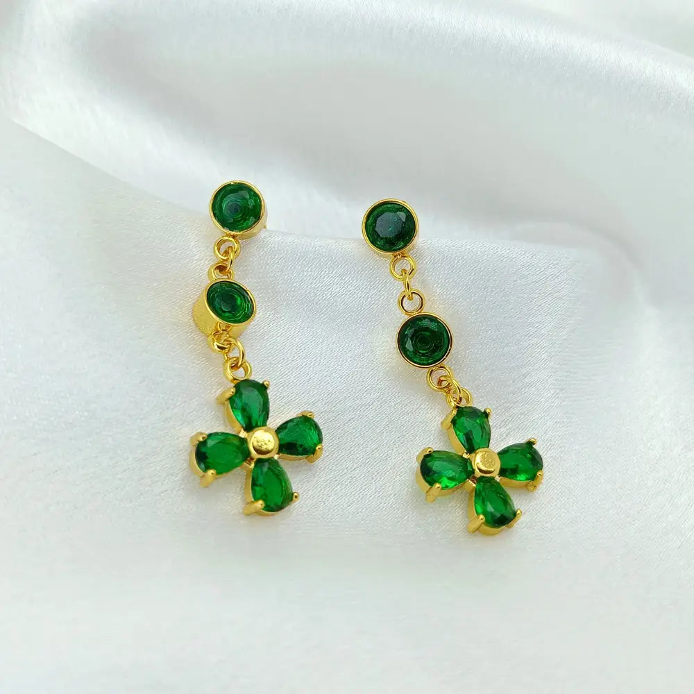 Cute green Stone Peacock Gold Plated Earring
