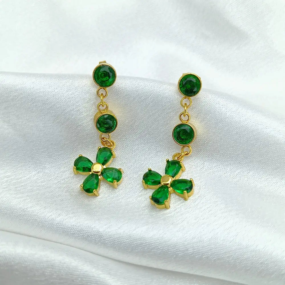 Cute green Stone Peacock Gold Plated Earring