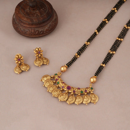 Dhriti Antique-Style Lakshmi Coin Mangalsutra Set