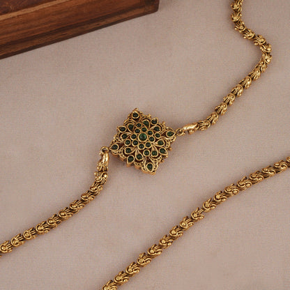Antique gold plated side brooch reversible chain for women