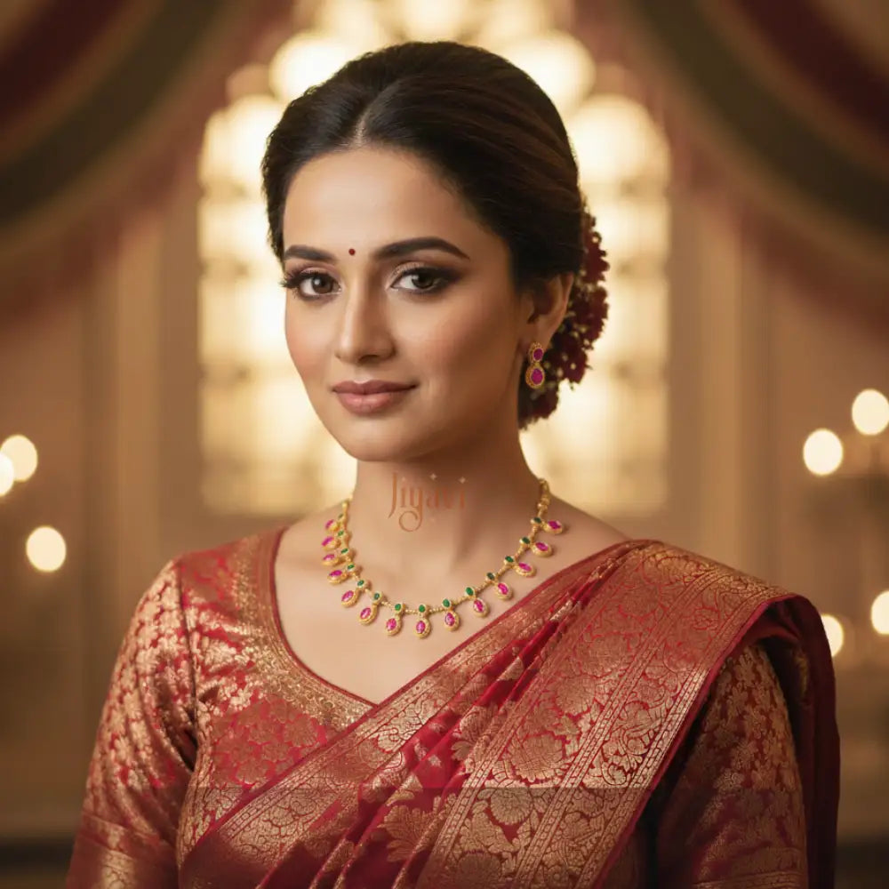 Red stone Traditional Necklace Set