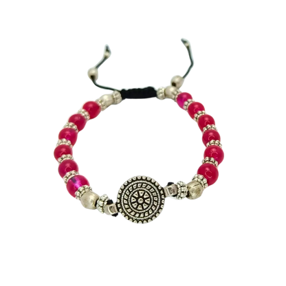 Jiyavi's "Crimson Charm" Beaded Oxidised Bracelet for women