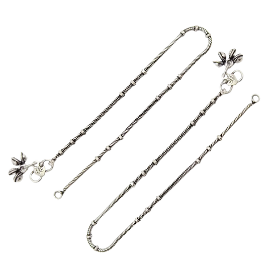 Jiyavi's "Bohemian Rhapsody" Oxidised Silver-Toned Anklets for woman