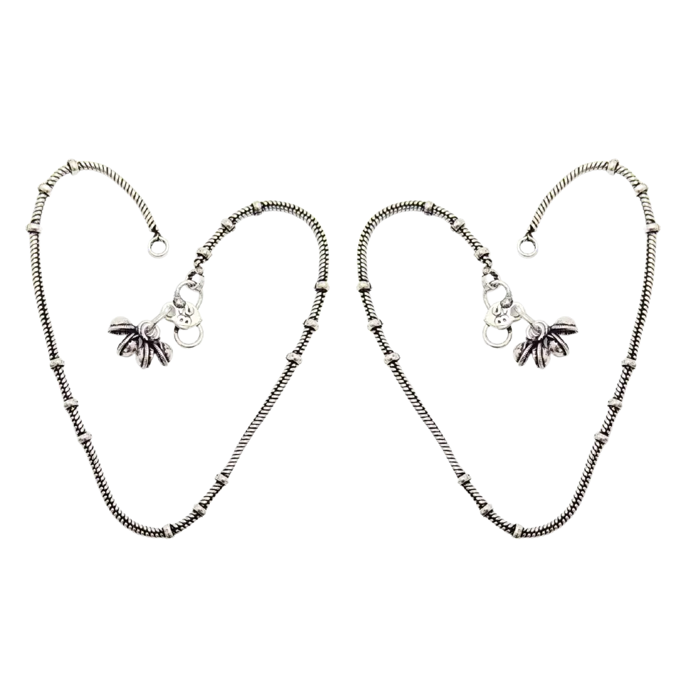 Jiyavi's "Bohemian Rhapsody" Oxidised Silver-Toned Anklets for woman