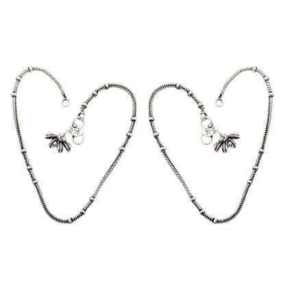 Jiyavi's "Bohemian Rhapsody" Oxidised Silver-Toned Anklets for woman