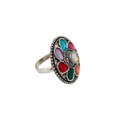Jiyavi's "Bohemian Blossom" Oxidised Ring for woman