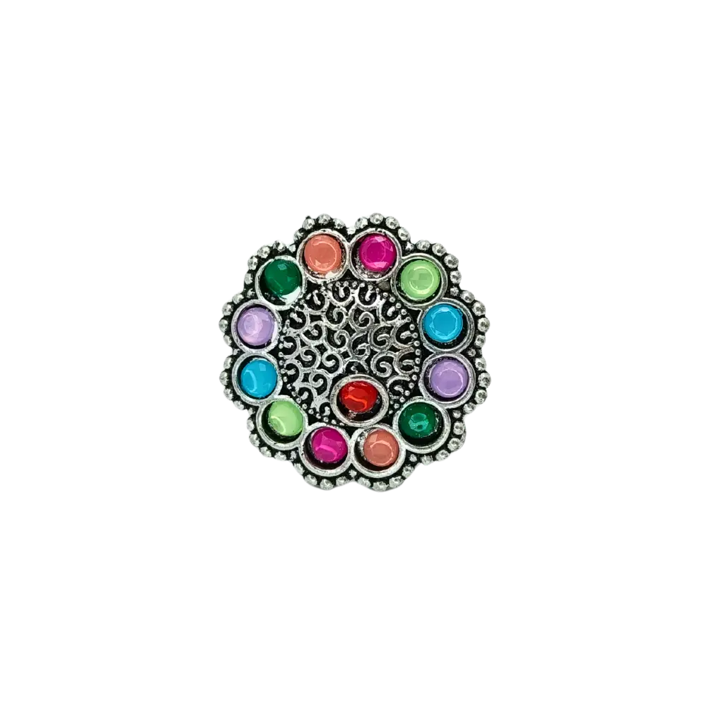 Jiyavi's "Vibrant Mandala" Oxidised Ring for woman