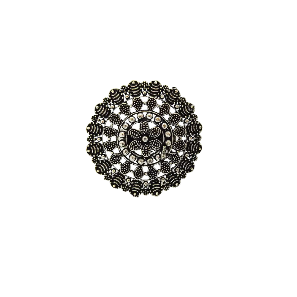 Jiyavi's "Antique Filigree" Oxidised Ring for woman