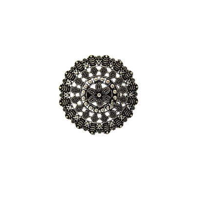 Jiyavi's "Antique Filigree" Oxidised Ring for woman