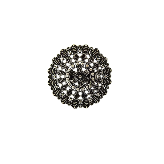 Jiyavi's "Antique Filigree" Oxidised Ring for woman