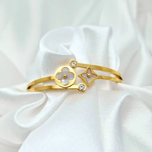 Amazing antique gold green stone bangle set