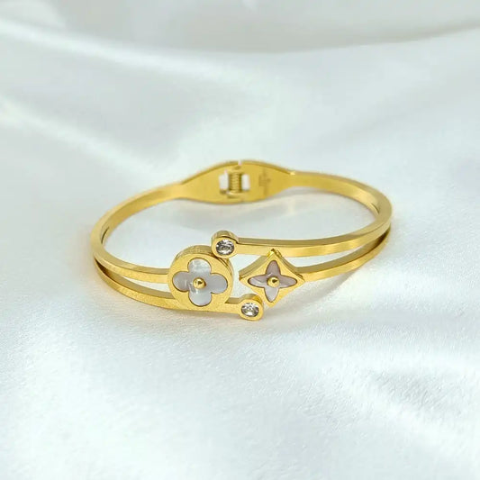 Elegant antique gold maa lakshmi stone kada bangle | Temple jewellery