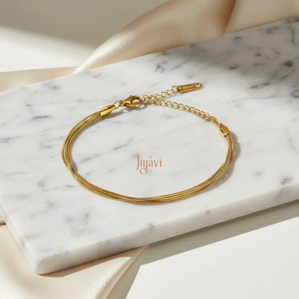 Golden Twist Snake Chain Bracelet
