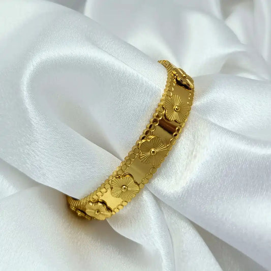 Antique gold plated paisley stone bangle set for women
