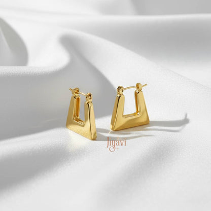 Demi-Fine Trapezoid Geometric Hoop Earrings