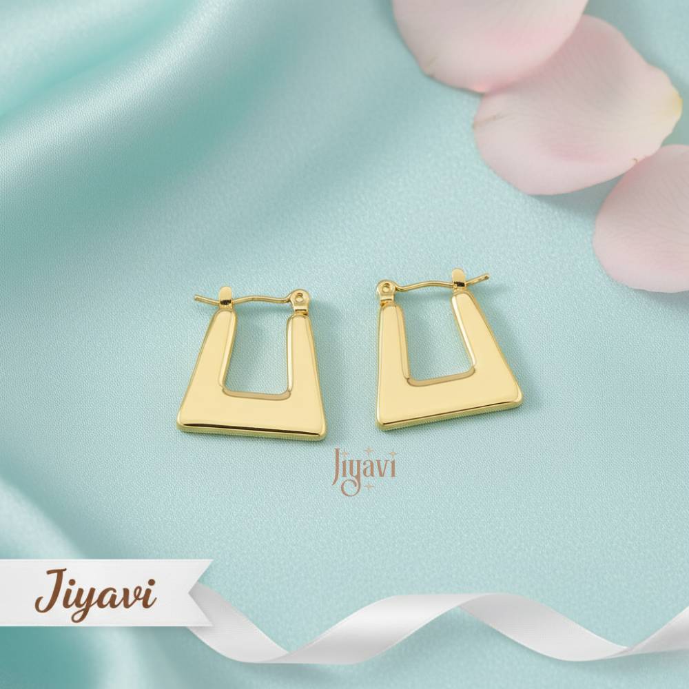 Demi-Fine Trapezoid Geometric Hoop Earrings