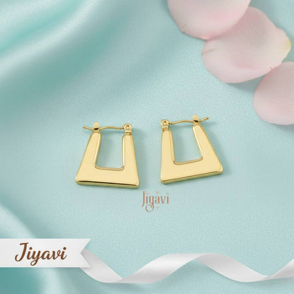 Demi-Fine Trapezoid Geometric Hoop Earrings