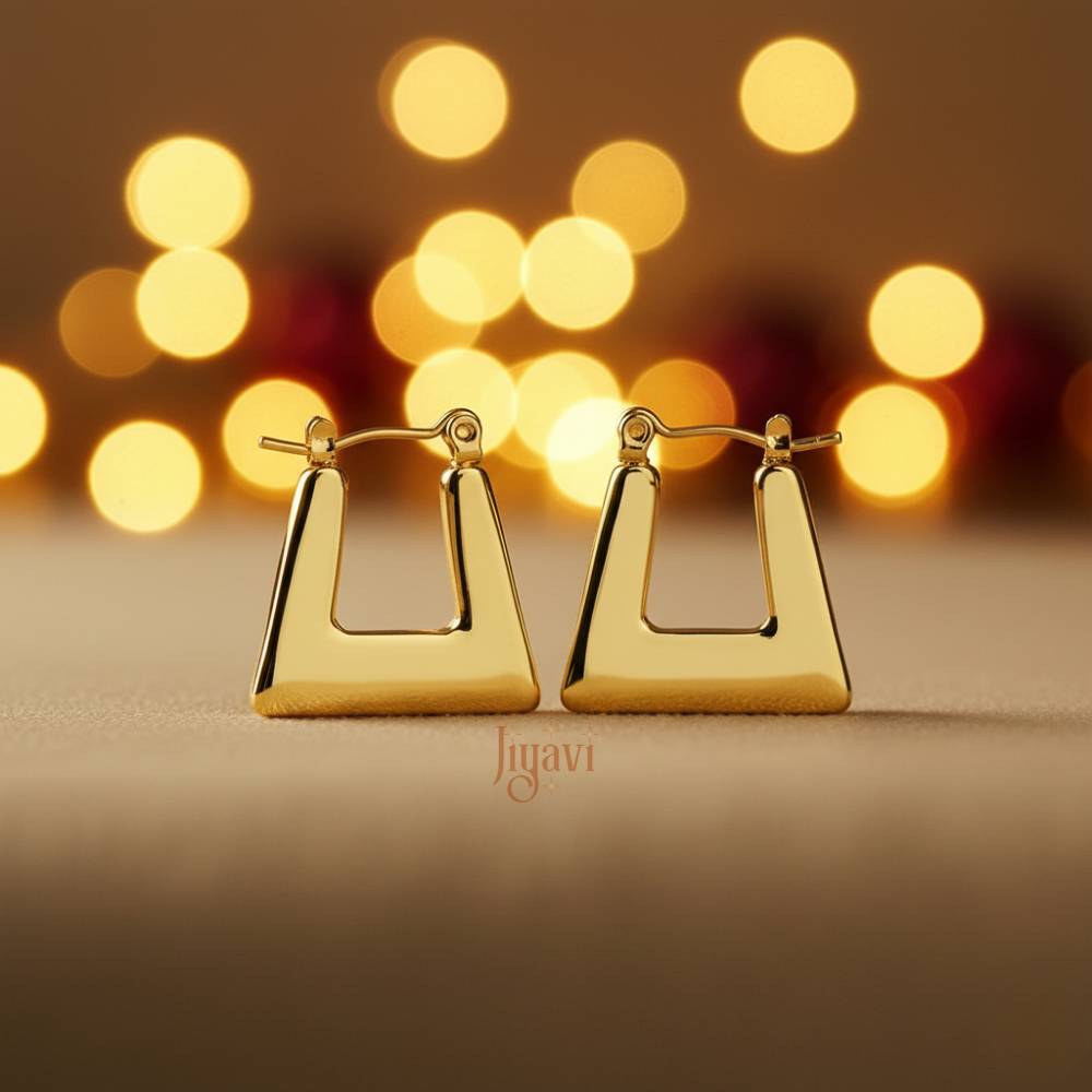 Demi-Fine Trapezoid Geometric Hoop Earrings