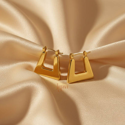 Demi-Fine Trapezoid Geometric Hoop Earrings