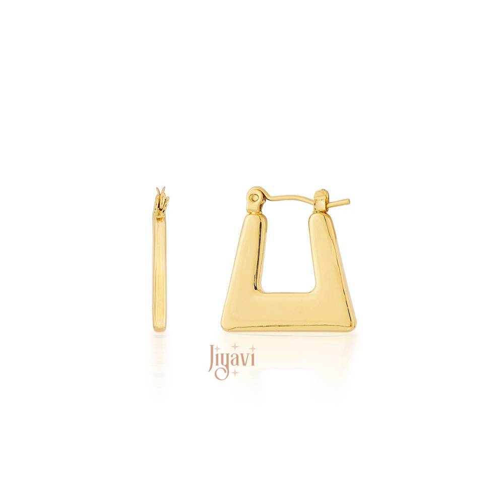 Demi-Fine Trapezoid Geometric Hoop Earrings