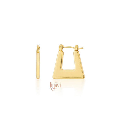 Demi-Fine Trapezoid Geometric Hoop Earrings