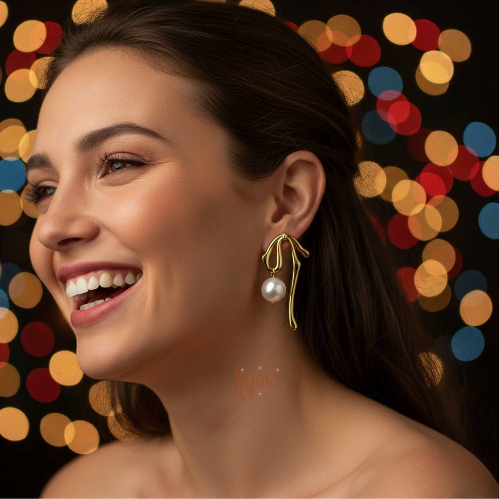 Demi-Fine Lyrical Pearl Drop Earring