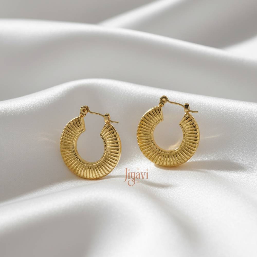 Demi-Fine Ridged Hoop Earrings