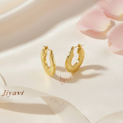 Demi-Fine Ridged Hoop Earrings