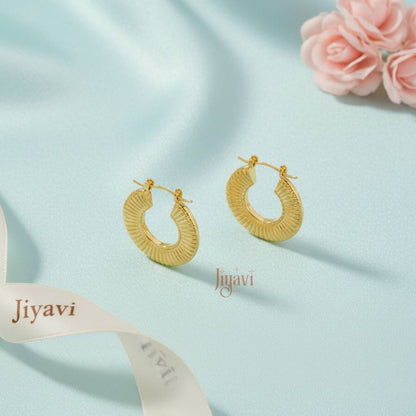 Demi-Fine Ridged Hoop Earrings