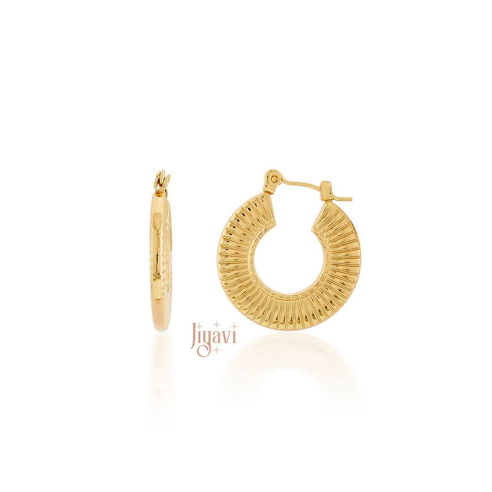 Demi-Fine Ridged Hoop Earrings