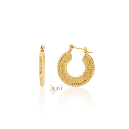 Demi-Fine Ridged Hoop Earrings