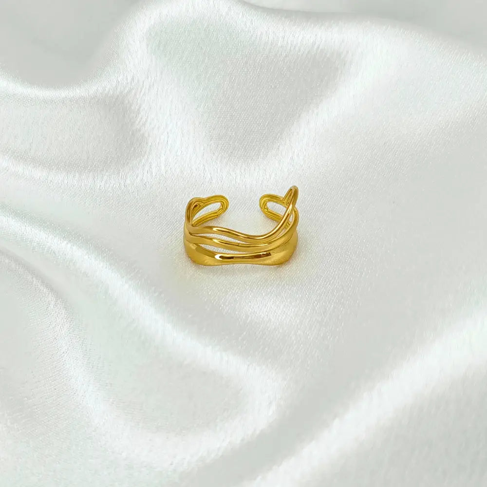 Jiyavi's Demi-Fine "Golden Ribbon" Adjustable Ring for woman