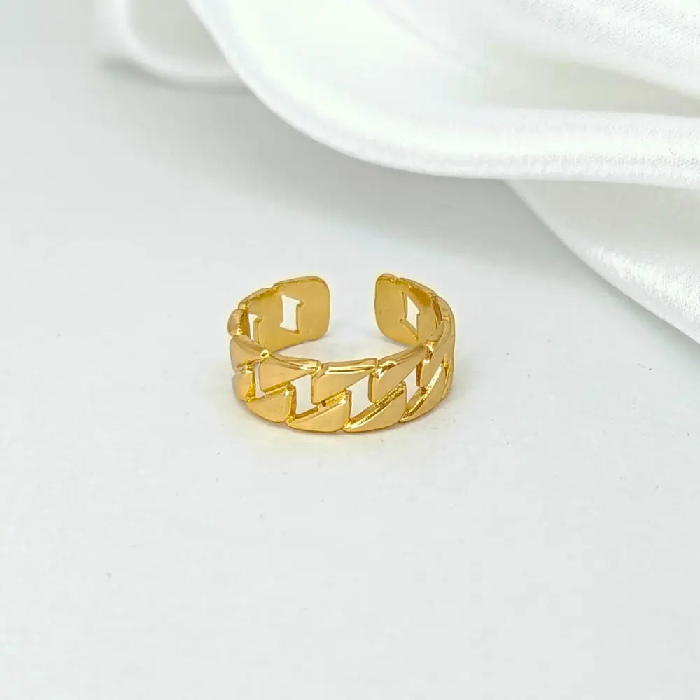 Jiyavi's Demi-Fine "Golden Chain" Anti-Tarnish Adjustable Ring for woman