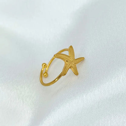 Jiyavi's Demi-Fine "Starfish Wish" Adjustable Gold Ring for woman