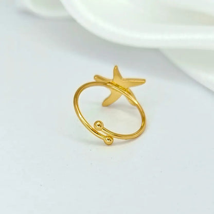 Jiyavi's Demi-Fine "Starfish Wish" Adjustable Gold Ring for woman