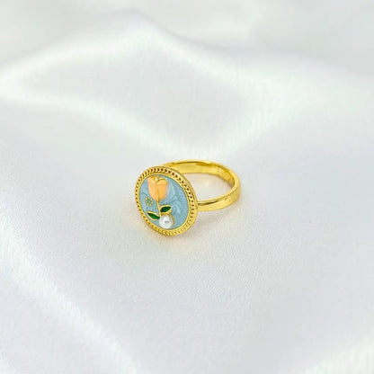Demi fine anti tarnish Gold lated Floral Ring foe woman