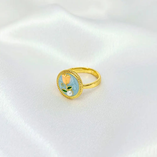 Demi fine anti tarnish Gold lated Floral Ring foe woman