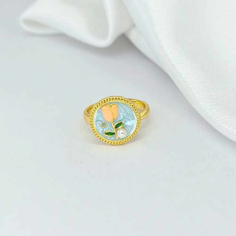 Demi fine Anti tarnish Gold plated floral ring